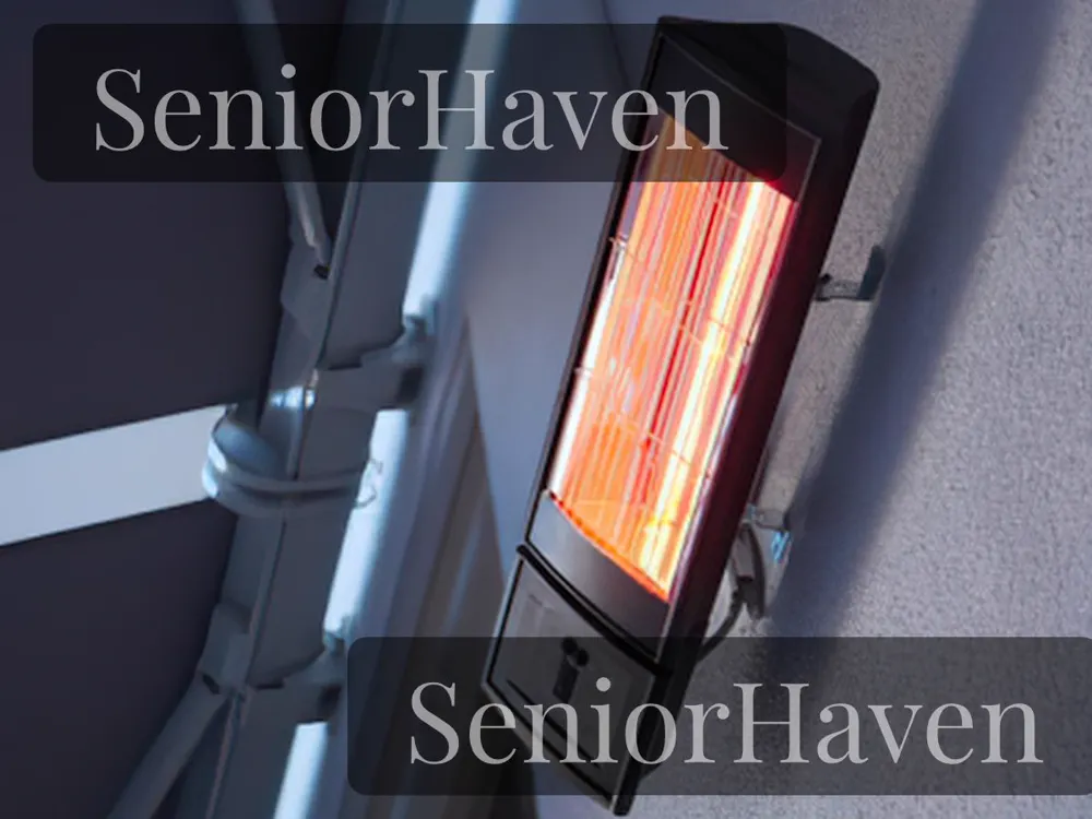 Wall-mounted infrared panel heater glowing on a wall